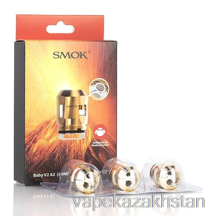 Vape Kazakhstan SMOK TFV8 Baby V2 Replacement Coils 0.2ohm Baby V2 A2 Dual Coils (Gold)